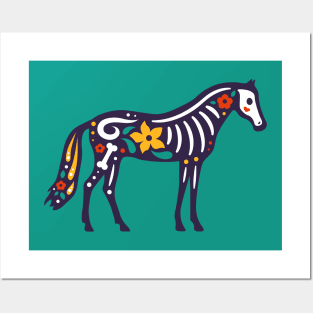 Colorful Day of the Dead Horse | Dia de los Muertos Animals Posters and Art